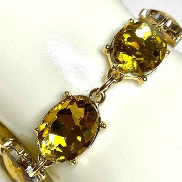 NEW Bracelet Chunky Amber Gold Topaz Rhinestone Trendy Jewelry Devil wears m10 - Picture 2 of 5